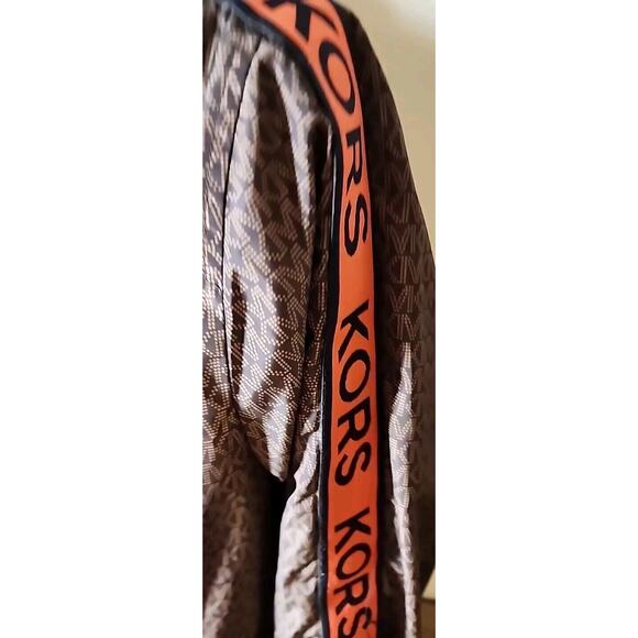 Michael Kors Brown Monogram Logo Bomber Jacket, Size - S - Picture 3 of 5